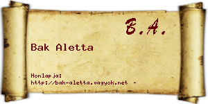 Bak Aletta névjegykártya